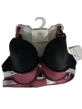 Calvin Klein 2 Pack Lightly Lined Demi Bras, Tawny Black, 38B